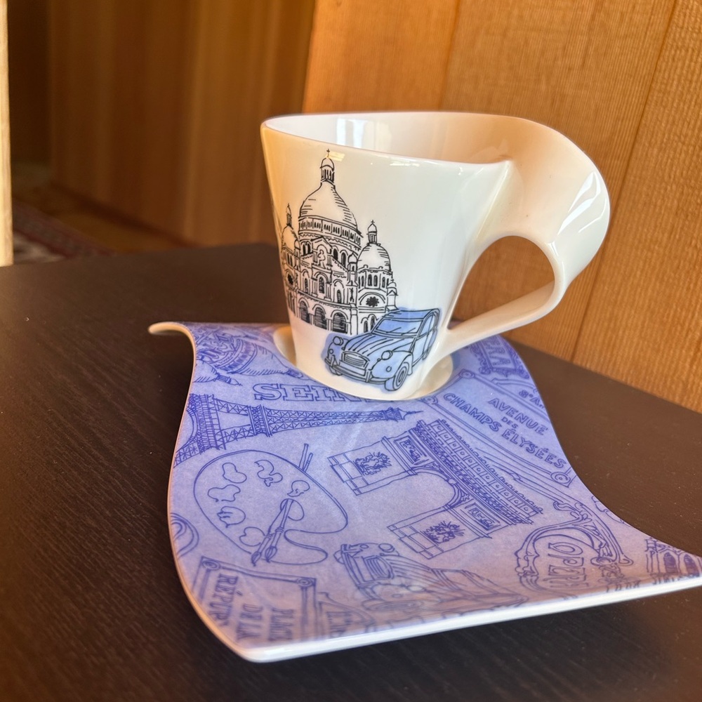 Villeroy & Boch White and Blue Mug with Saucer - Picture 3 of 7